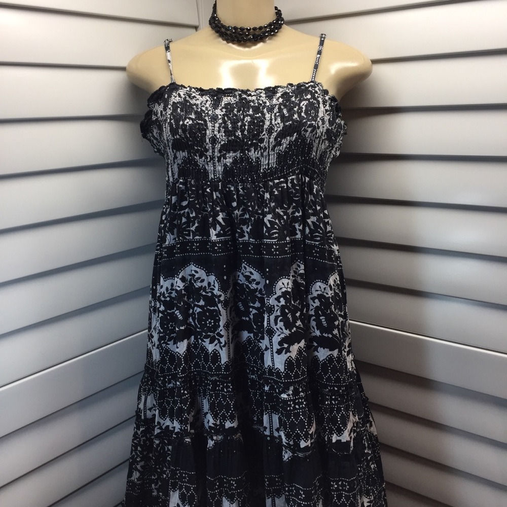 XL maxi summer dress black and white paisley geo